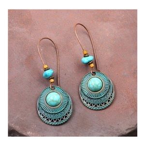 Boho Turquoise Verdigris Earrings